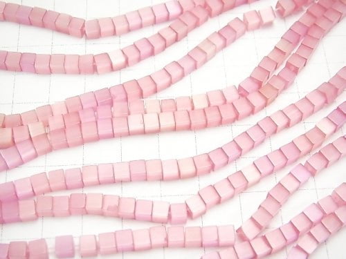 1strand $4.79! Pink Color Cat's Eye (Glass) Cube 4 x 4 x 4 mm 1strand beads (aprx.15 inch / 37 cm)