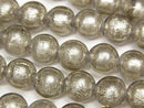 [Video] Lampwork Beads Round 10mm [Silver foil x light black] half or 1strand beads (aprx.11inch/27cm)
