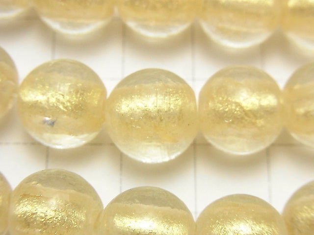 [Video] Lampwork Beads Round 12mm [Gold Powder x Clear] 1strand beads (aprx.8inch/20cm)