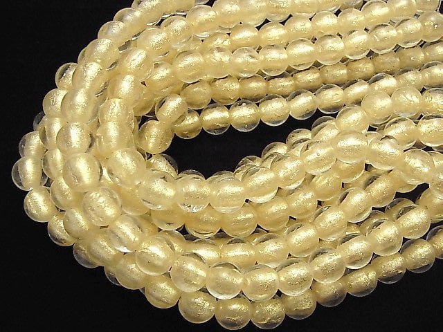 [Video] Lampwork Beads Round 12mm [Gold Powder x Clear] 1strand beads (aprx.8inch/20cm)