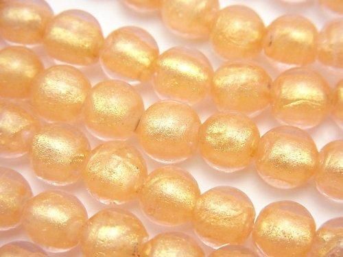 Lampwork Beads Round 8mm [Gold Powder x Pink] 1strand beads (aprx.9inch/23cm)