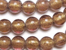 Lampwork Beads Round 10mm [Gold Powder x Light Purple] 1strand beads (aprx.10inch/25cm)