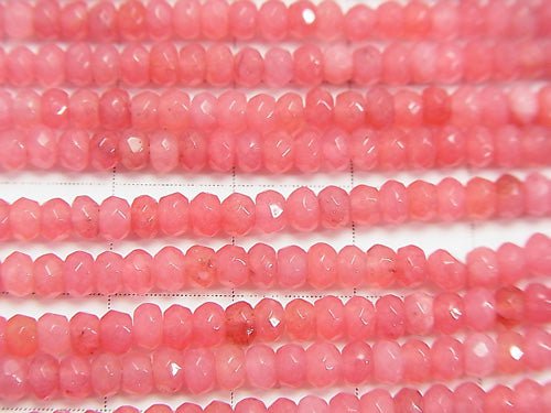 Pink Color Jade Faceted Button Roundel 3x3x2mm 1strand beads (aprx.13inch/33cm)