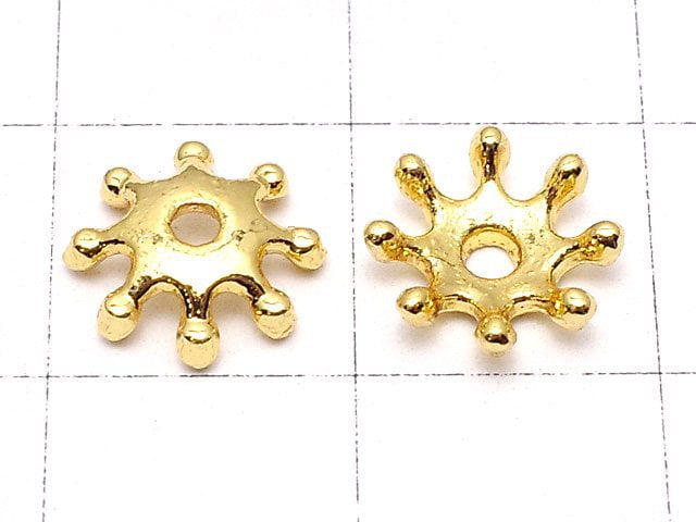 Metal Parts Bead cap 8 x 8 x 2 mm gold color 10 pcs