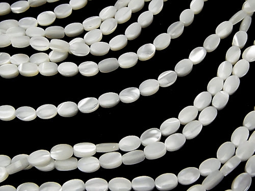 [Video] Mother of Pearl MOP White Oval 6x4mm 1strand beads (aprx.15inch/36cm)