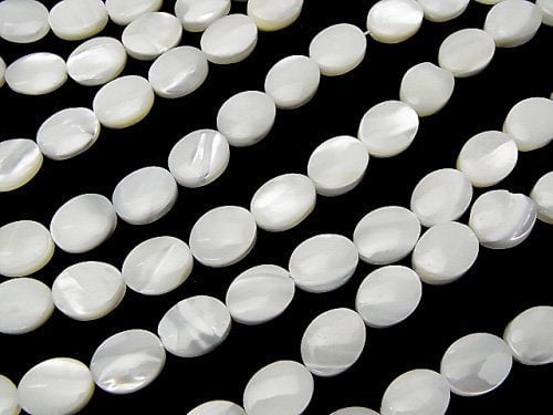 [Video] Mother of Pearl MOP White Oval 10x8mm 1strand beads (aprx.15inch/37cm)