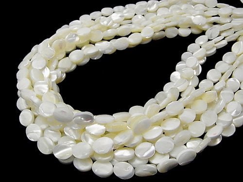 [Video] Mother of Pearl MOP White Oval 10x8mm 1strand beads (aprx.15inch/37cm)