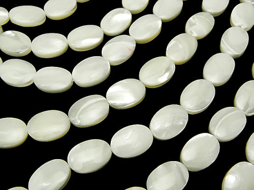 [Video] Mother of Pearl MOP White Oval 14x10mm 1strand beads (aprx.15inch/37cm)