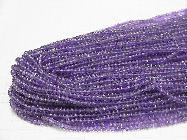 [Video] High Quality!  1strand $14.99! Amethyst AAA Faceted Button Roundel 4x4x2mm 1strand beads (aprx.15inch/38cm)
