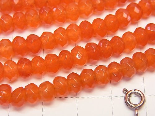 1strand $4.79! Orange Color Jade Faceted Button Roundel 6x6x4mm 1strand beads (aprx.14inch / 35cm)