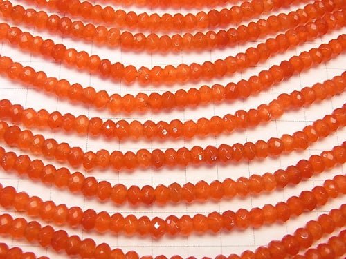 1strand $4.79! Orange Color Jade Faceted Button Roundel 6x6x4mm 1strand beads (aprx.14inch / 35cm)