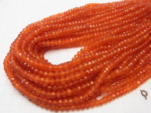 1strand $4.79! Orange Color Jade Faceted Button Roundel 6x6x4mm 1strand beads (aprx.14inch / 35cm)