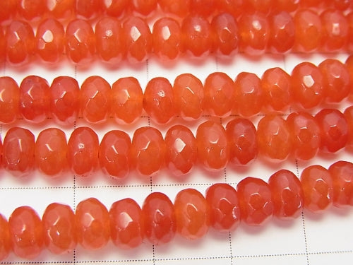 1strand $4.79! Red color Jade Faceted Button Roundel 6 x 6 x 4 mm 1strand beads (aprx.15 inch / 36 cm)