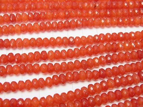 1strand $4.79! Red color Jade Faceted Button Rondelle 6 x 6 x 4 mm 1strand beads (aprx.15 inch / 36 cm)