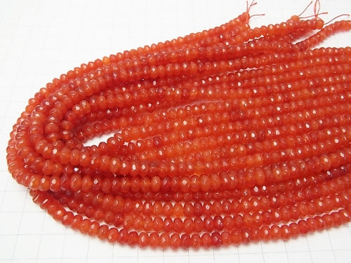 1strand $4.79! Red color Jade Faceted Button Roundel 6 x 6 x 4 mm 1strand beads (aprx.15 inch / 36 cm)