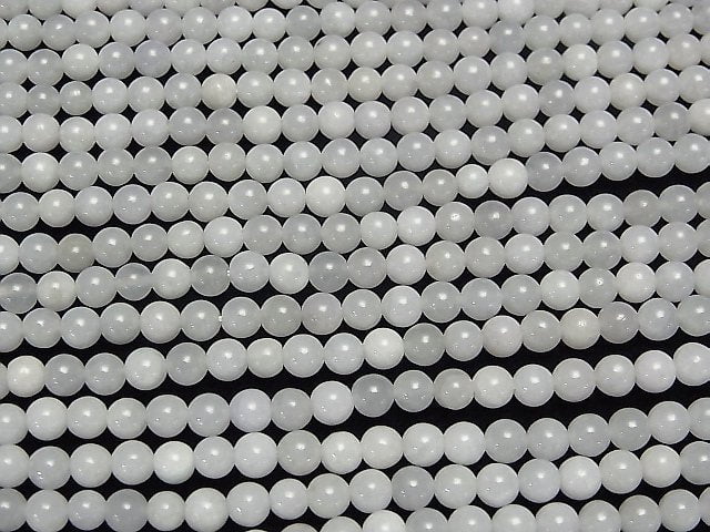 [Video] Burmese White Jadeite (Jadeite )AA+ Round 4mm 1strand beads (aprx.15inch/38cm)