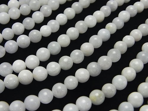 [Video] Burma White Jedite (Jadeite) AA + Round 6 mm half or 1 strand beads (aprx.15 inch / 38 cm)