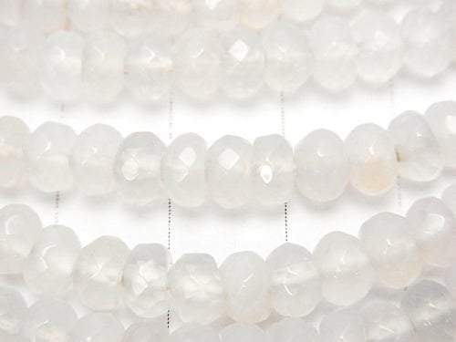 White Chalcedony Faceted Button Roundel 6 x 6 x 4 mm half or 1 strand beads (aprx.15 inch / 38 cm)