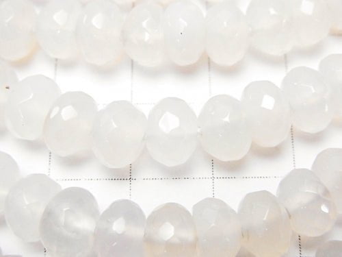 White Chalcedony Faceted Button Rondelle 8 x 8 x 5 mm half or 1 strand beads (aprx.15 inch / 38 cm)