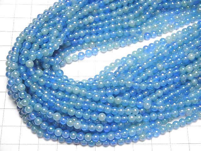 [Video] Flash, Blue Color Chalcedony Round 4mm 1strand beads (aprx.15inch / 38cm)