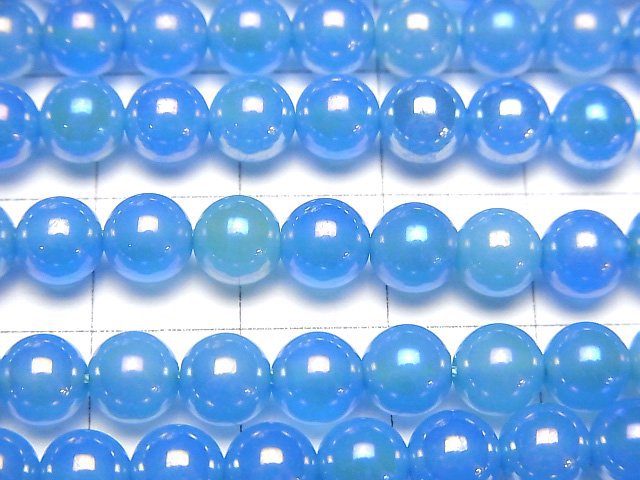[Video] Flash, Blue Color Chalcedony Round 6mm 1strand beads (aprx.15inch / 37cm)
