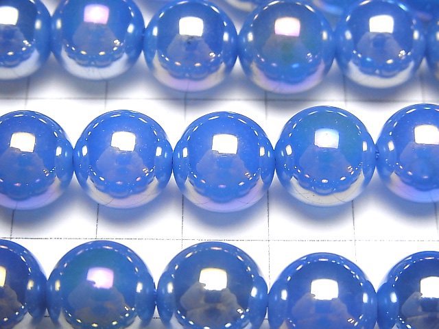 [Video] Flash, Blue Color Chalcedony Round 12mm half or 1strand beads (aprx.14inch / 35cm)