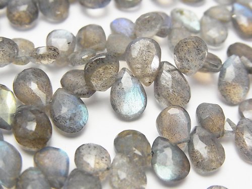 Faceted Briolette, Labradorite, Pear Shape Gemstone Beads