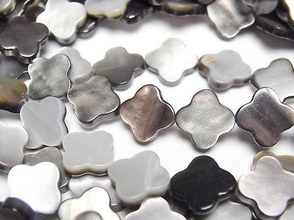 [Video] High quality black shell (Black-lip Oyster) AAA flower motif 10x10mm half or 1strand beads (aprx.15inch/36cm)