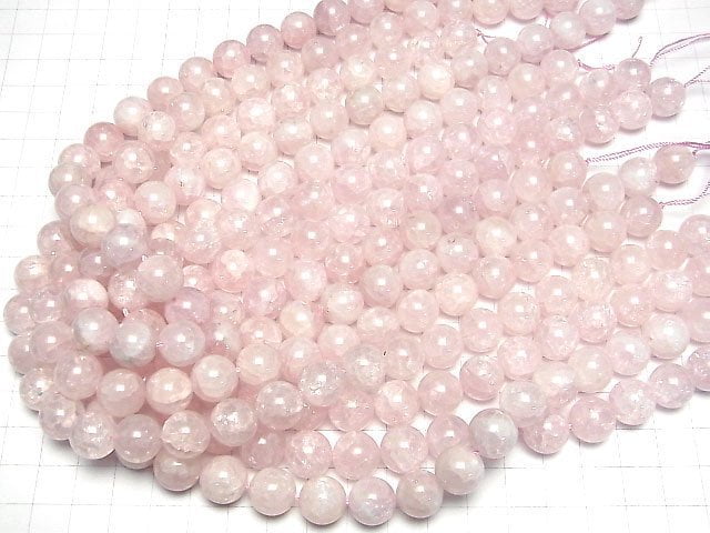 [Video] Crack Rose Quartz Round 12mm 1strand beads (aprx.15inch/36cm)