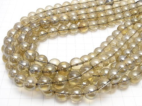 Champagne aura Round 12 mm half or 1 strand beads (aprx.15 inch / 38 cm)