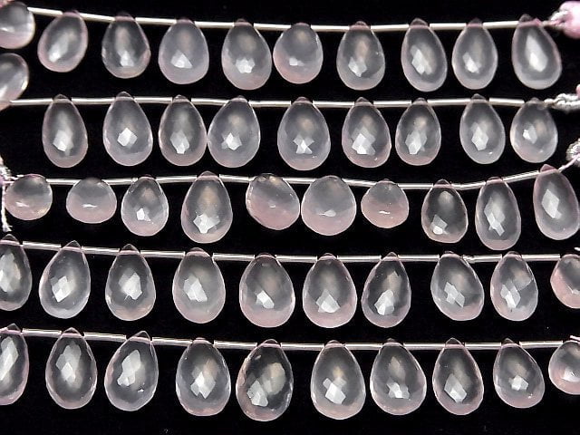 MicroCut High Quality Rose Quartz AAA Pear shape  Faceted Briolette  1strand (8pcs )
