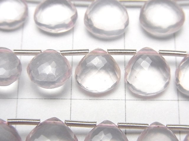 MicroCut High Quality Rose Quartz AAA Chestnut  Faceted Briolette  1strand (8pcs )