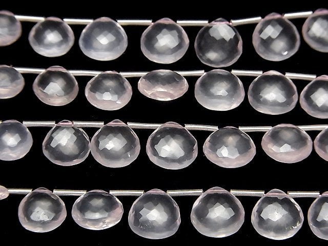 MicroCut High Quality Rose Quartz AAA Chestnut  Faceted Briolette  1strand (8pcs )