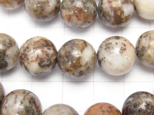 Pyrite in Quartz Round 12 mm half or 1 strand beads (aprx.15 inch / 38 cm)