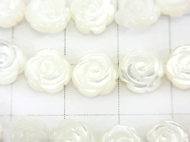 [Video] High quality White Shell Roses Carving (Both Side Finish) 8 x 8 x 3 mm 1/4 or 1strand beads (aprx.15 inch / 38 cm)