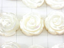 High quality White Shell Roses Carving (Both Side Finish) 15 x 15 x 4 mm 1/4 or 1strand beads (aprx.15 inch / 36 cm)