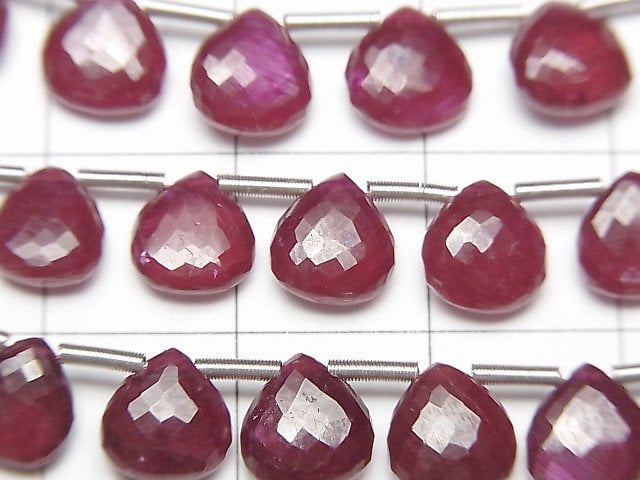 [Video]MicroCut Longido(Tanzania)High Quality Ruby AAA Chestnut Faceted Briolette half or 1strand (8pcs)