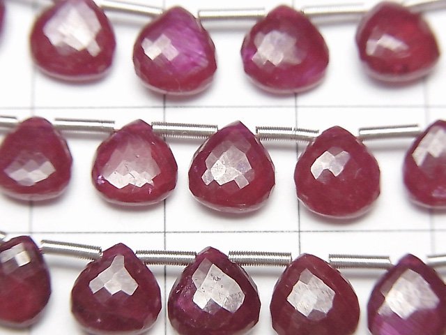 [Video]MicroCut Longido(Tanzania)High Quality Ruby AAA Chestnut Faceted Briolette half or 1strand (8pcs)