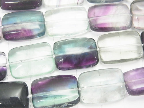 Multicolor Fluorite AAA - Rectangle 18 x 13 x 7 mm half or 1 strand beads (aprx.15 inch / 37 cm)