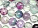 Multicolor Fluorite AAA - AAA - Coin 10 x 10 x 6 mm half or 1 strand beads (aprx.15inch/38cm)