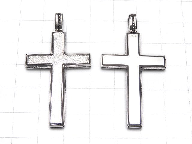 Meteorite (Muonionalusta ) Cross  Pendant 40x27x4mm 1pc  Silver925