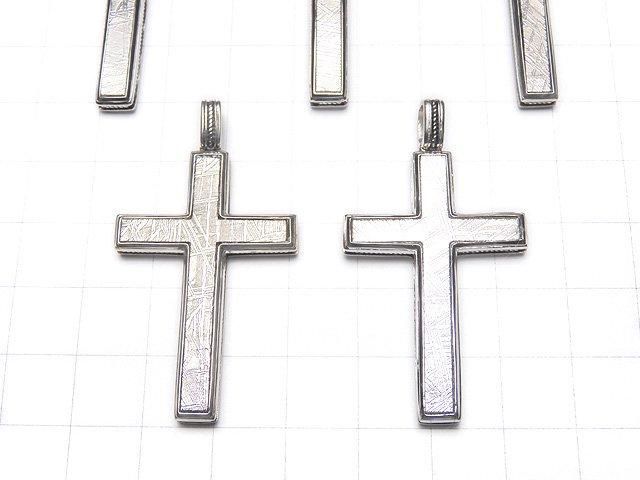 Meteorite (Muonionalusta ) Cross  Pendant 40x27mm Silver925  1pc