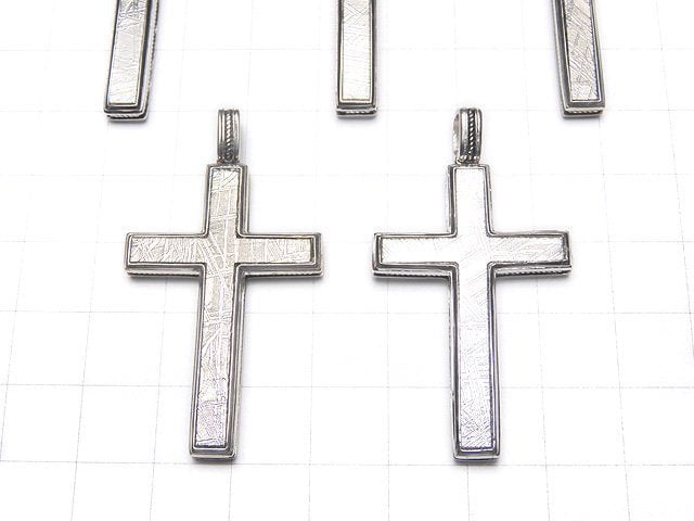 Meteorite (Muonionalusta ) Cross  Pendant 40x27x4mm 1pc  Silver925