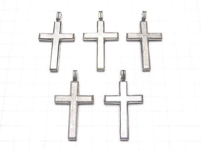Meteorite (Muonionalusta ) Cross  Pendant 40x27mm Silver925  1pc