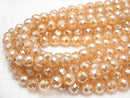 Crack champagne color quartz AAA 64 Faceted Round 12 mm half or 1 strand beads (aprx.15 inch / 36 cm)