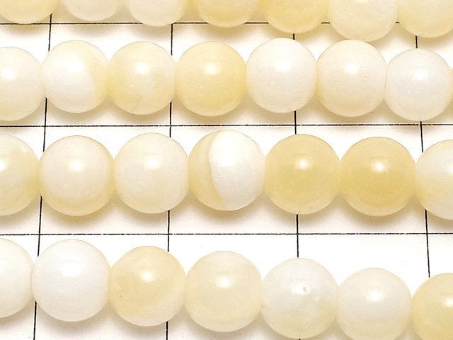 [Video] White Shell Yellow Mix Round 6mm 1strand beads (aprx.15inch/38cm)