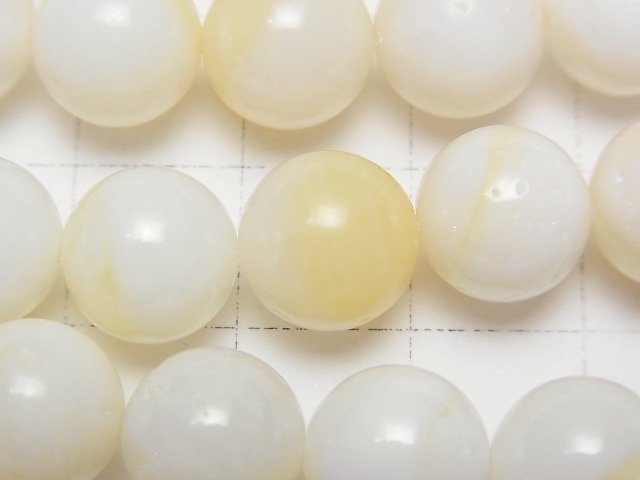 1strand $5.79! White Shell Yellow Mix Round 10mm 1strand beads (aprx.15inch / 38cm)