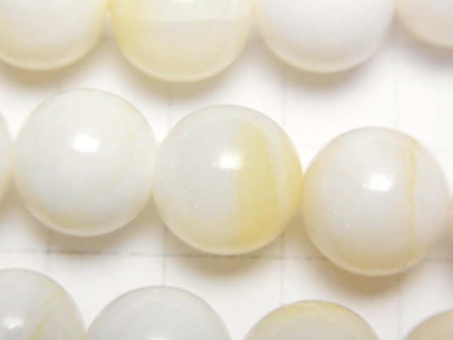 1strand $6.79! White Shell Yellow Mix Round 12mm 1strand beads (aprx.15inch / 38cm)