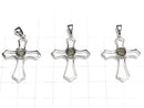 High Quality Moldavite AAA Round Faceted  Cross Pendant 30x24x5mm Silver925