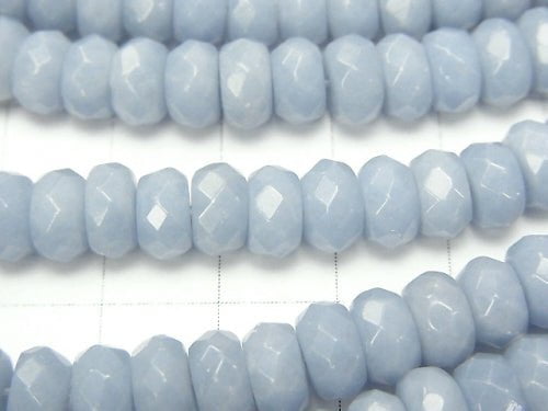 Angelite AAA- Faceted Button Roundel 8x8x4mm half or 1strand beads (aprx.15inch/38cm)